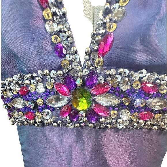 Terani Couture 90s Y2K Size 4 Embellished Halter Fairy Party Formal Mini Dress - Picture 6 of 16